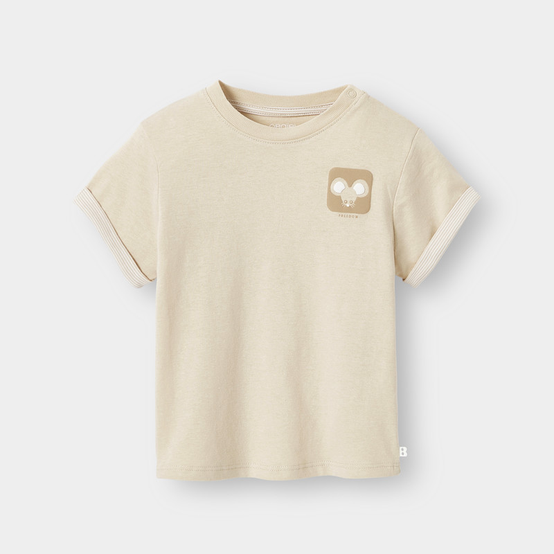 T-Shirt beige Maus-Print Jungen
