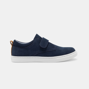 Derbies croûte de cuir à scratch bleu garçon
