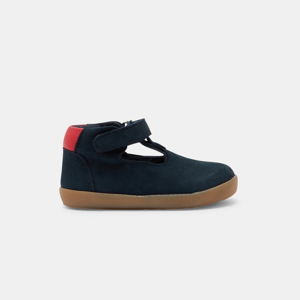 Plain-colored leather velcro T-strap shoes 1