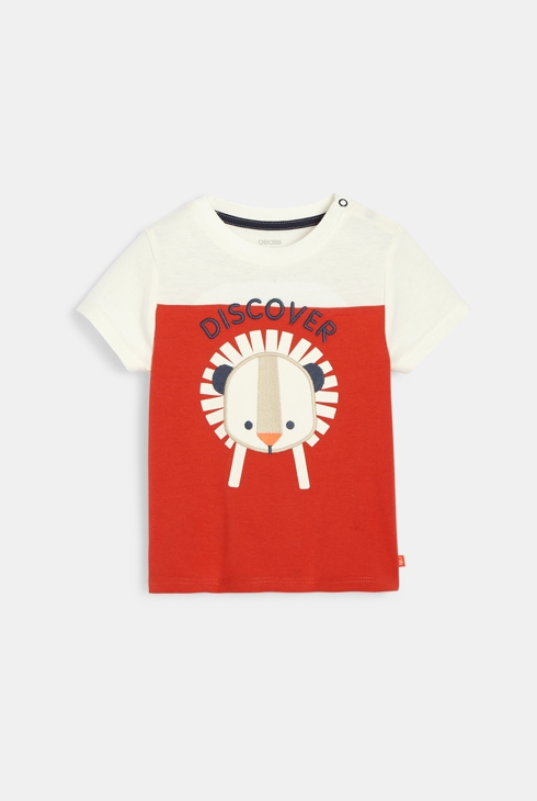 T-shirt bicolore à motif orange bébé garçon 1