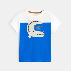 T-shirt bicolore à motif bleu bébé garçon 1