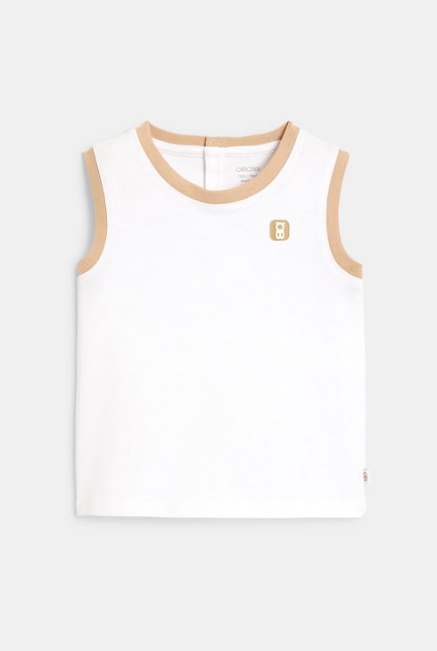 Ärmelloses Shirt aus geflammter Baumwolle Weiß Baby Jungen 1