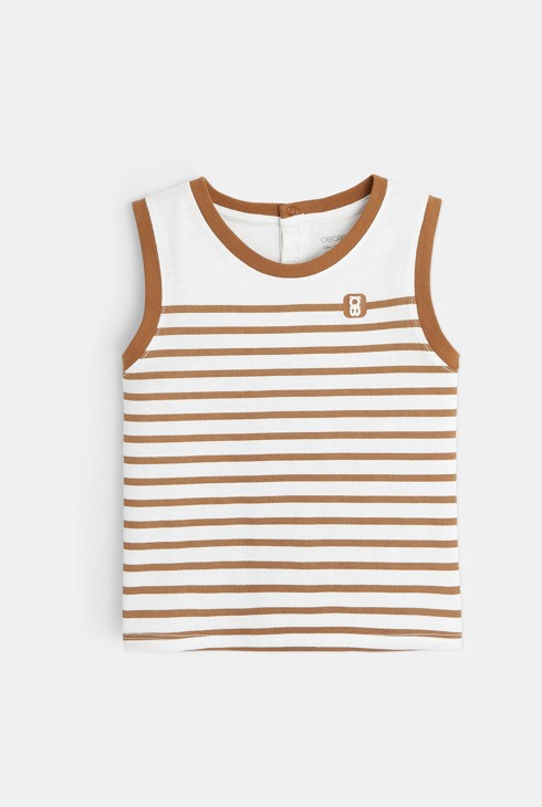 Majica iz črtastega jerseyja rjava dojenček deček 1