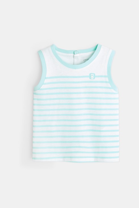 Majica iz črtastega jerseyja turkizna dojenček deček 1