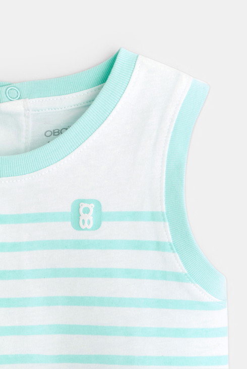Majica iz črtastega jerseyja turkizna dojenček deček 2