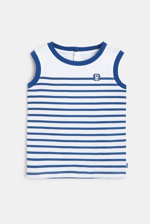 Débardeur jersey rayé bleu bébé garçon 1