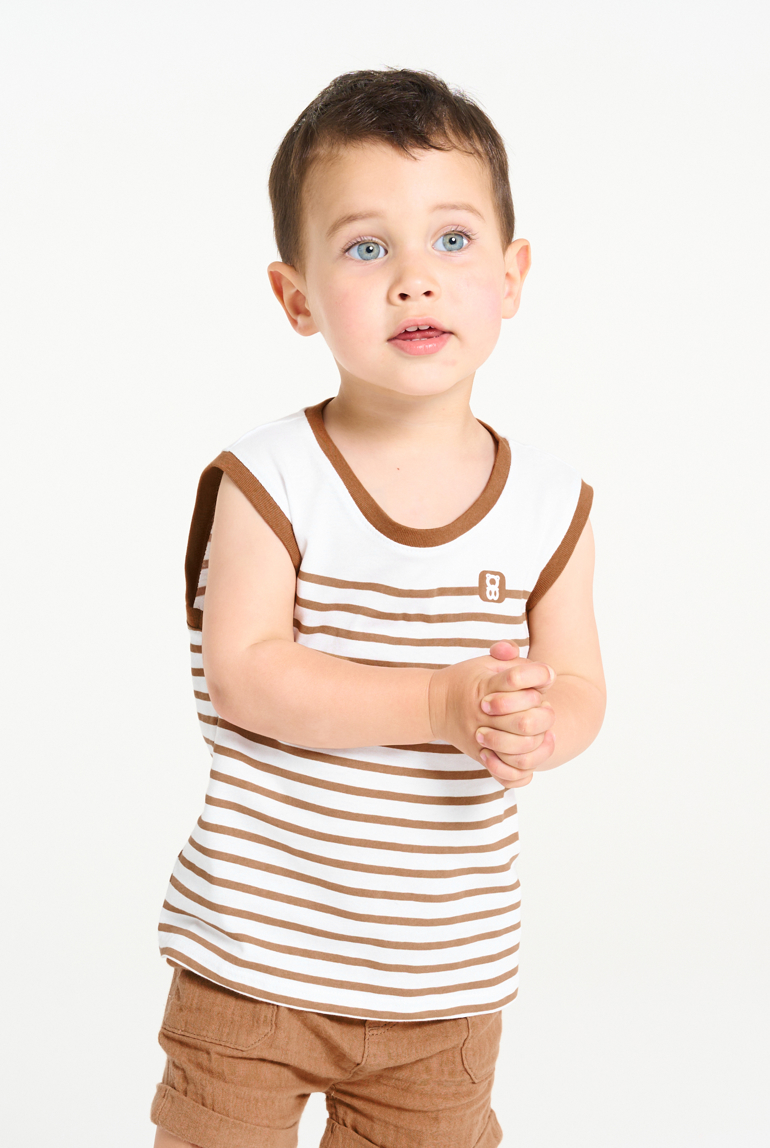 Débardeur jersey rayé marron bébé garçon 1