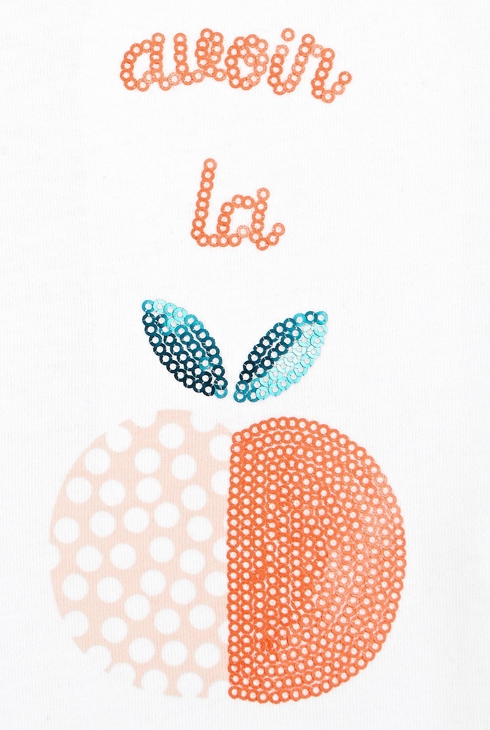 T-shirt à motif sequins orange bébé fille 2