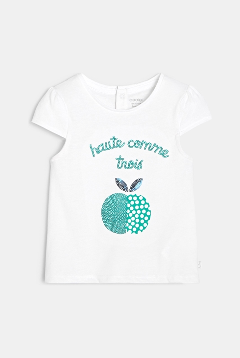 T-shirt à motif sequins vert bébé fille 1