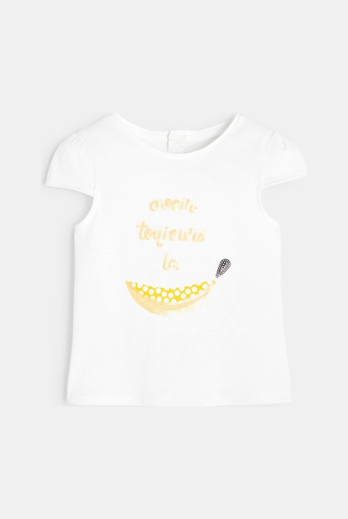 T-shirt à motif sequins jaune bébé fille 1