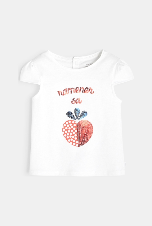 T-shirt à motif sequins rouge bébé fille 1