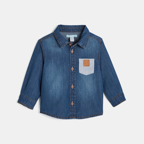 Chemise En Jean Bleue Bébé Garçon - Denim Bleu Stone - 12M - OBAIBI