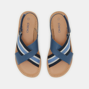 Sandales croisées cuir et sangle bleues garçon