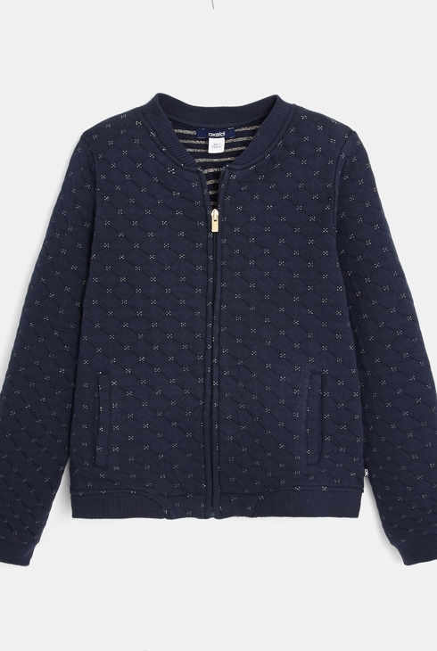 Gesteppter College-Sweater mit Reißverschluss Blau Mädchen 1