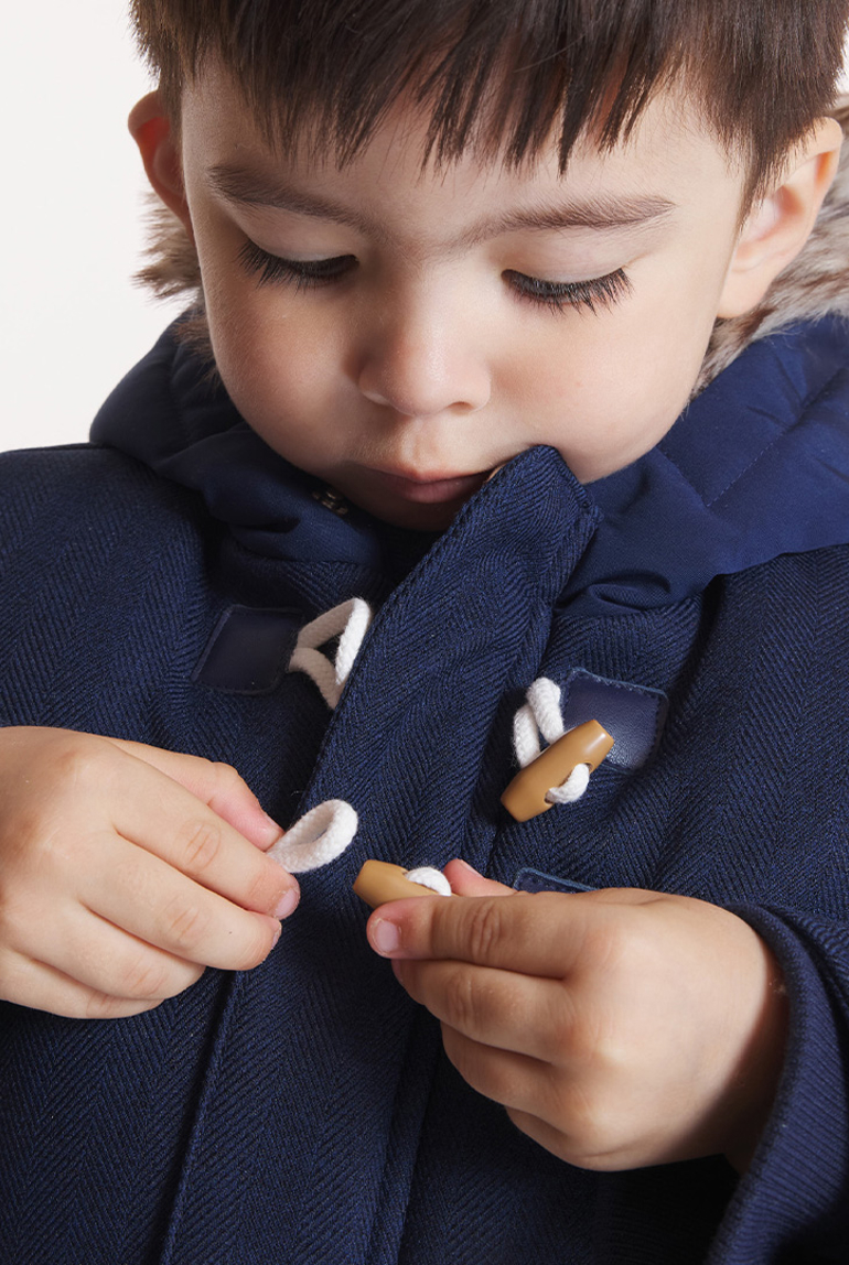 Manteau de ville imperméable à capuche bleu bébé garçon 1