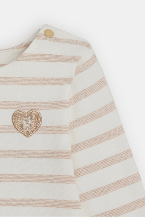 T-shirt marinière rayé coton bio rose bébé fille