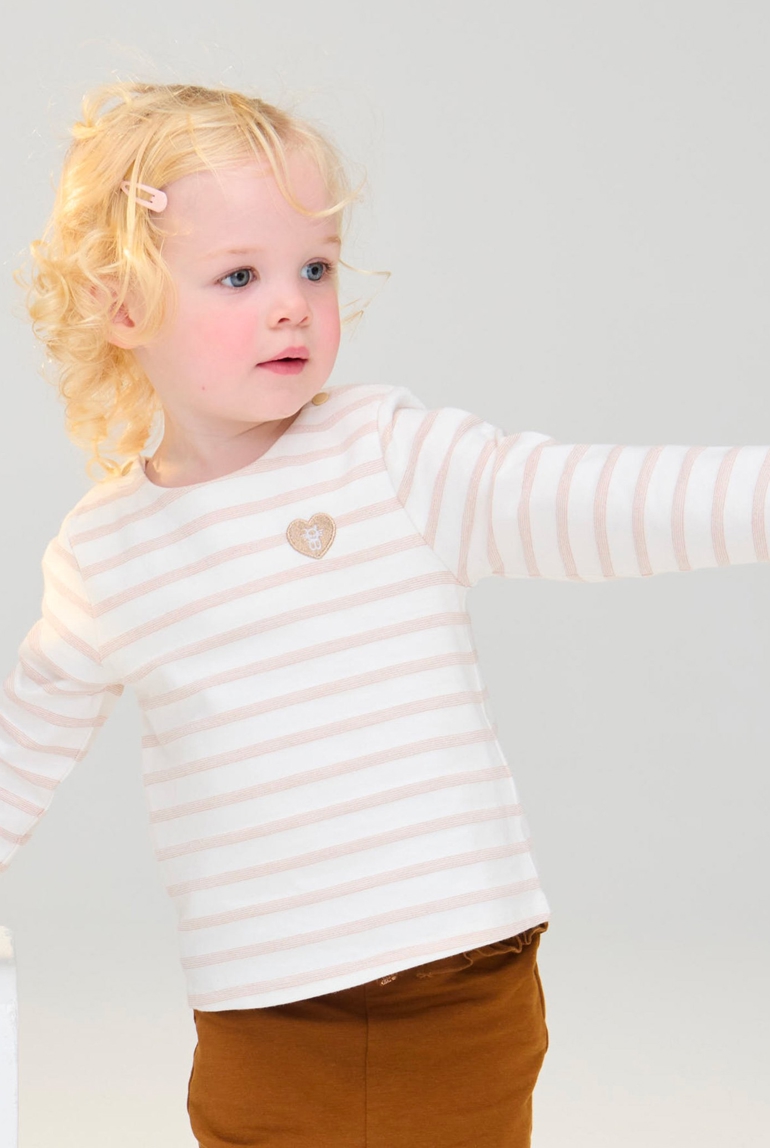 T-shirt marinière rayé coton bio rose bébé fille 1