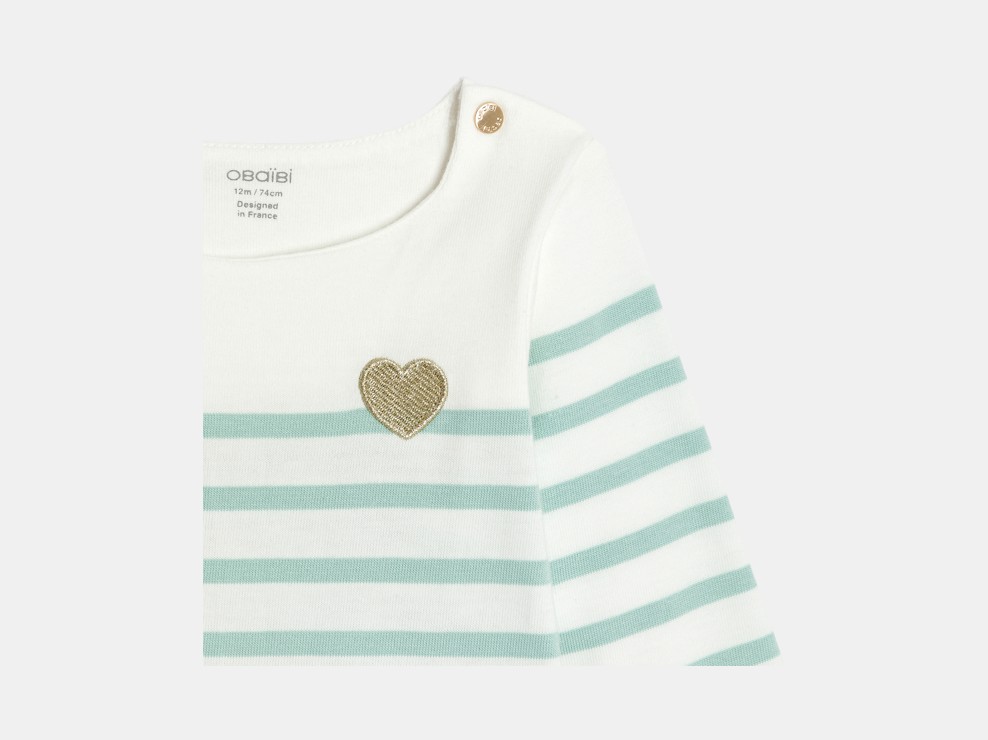 Groen gestreept T-shirt in marinelook voor babymeisjes 2