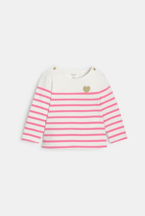T-shirt marinière a righe rosa neonata 1