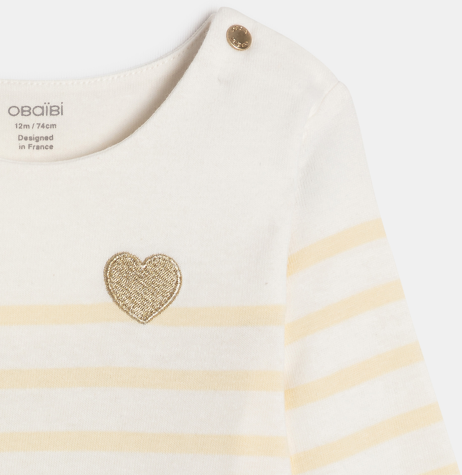 T-shirt marinière rayé jaune bébé fille