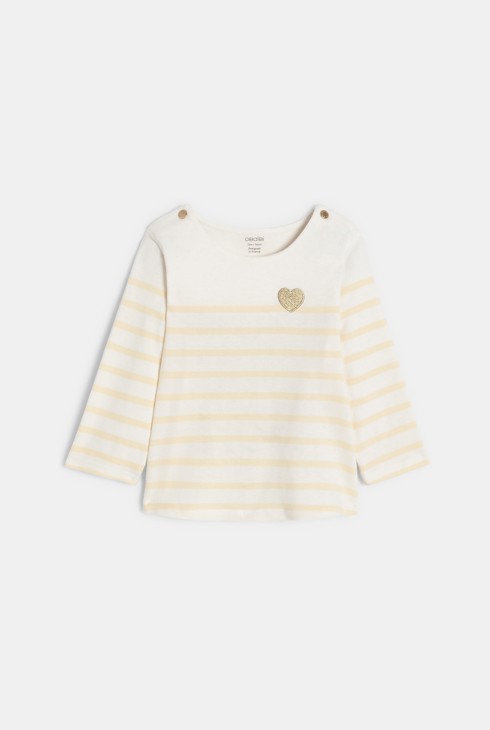 T-shirt marinière rayé jaune bébé fille 2
