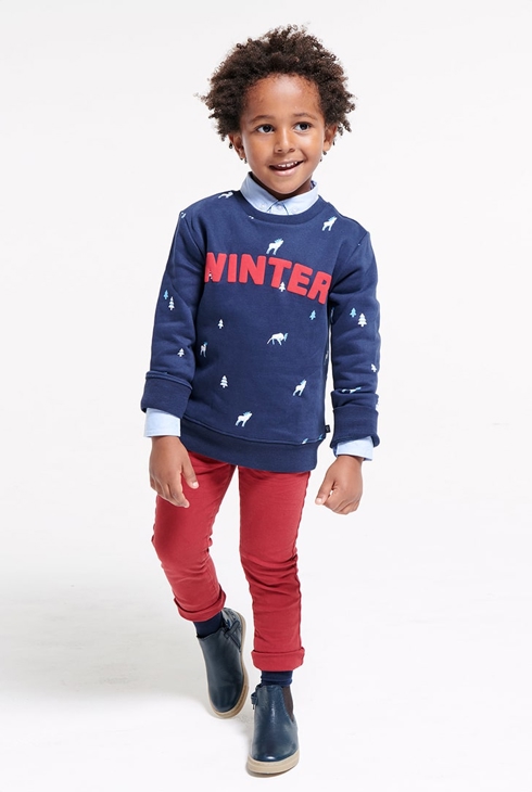 Hlače skinny iz platna bi-stretch rdeča deček 1