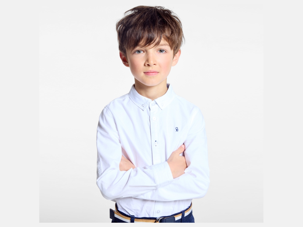 Chemise Oxford à col américain blanc garçon 1