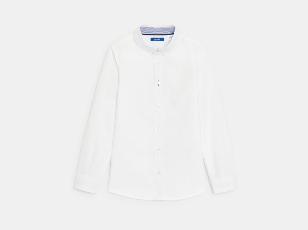 Camicia in cotone Oxford con colletto all'americana bianco bambino 1