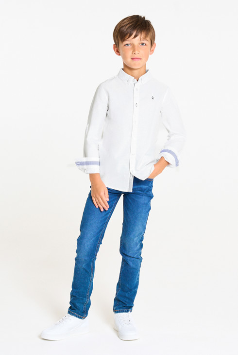 Oxfordhemd mit amerikanischem Kragen Weiß Jungen 2