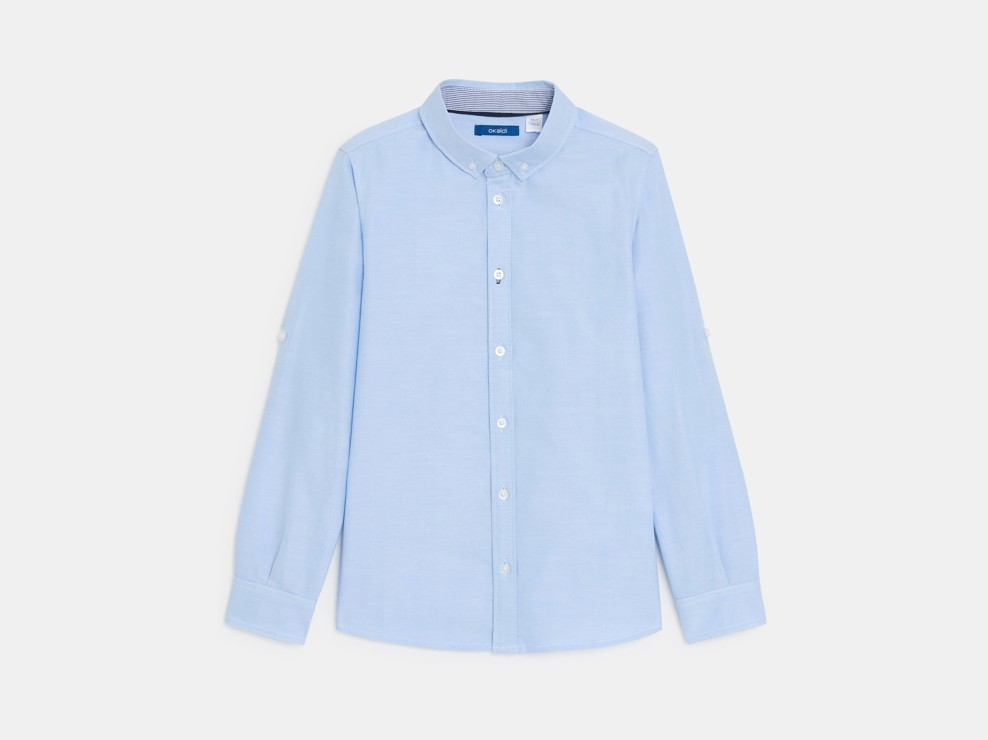 Chemise Oxford à col américain turquoise garçon 2