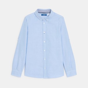 Chemise Oxford à col américain turquoise garçon