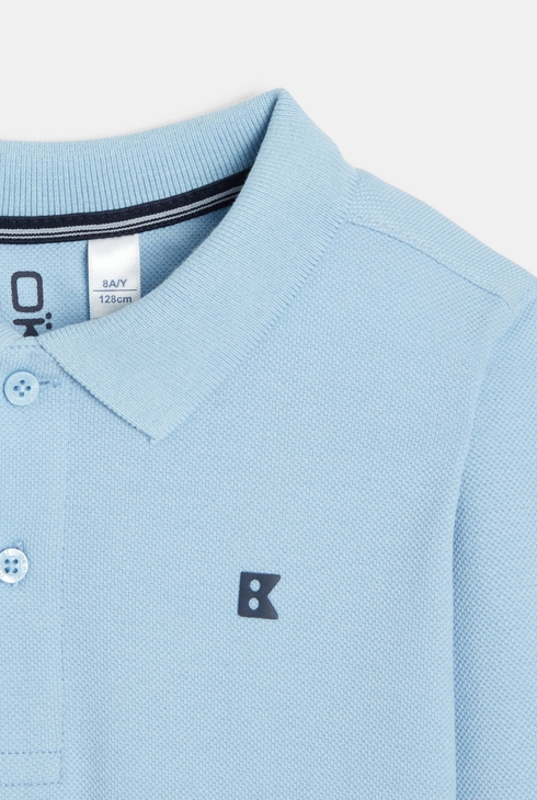 Polo manches longues turquoise garçon