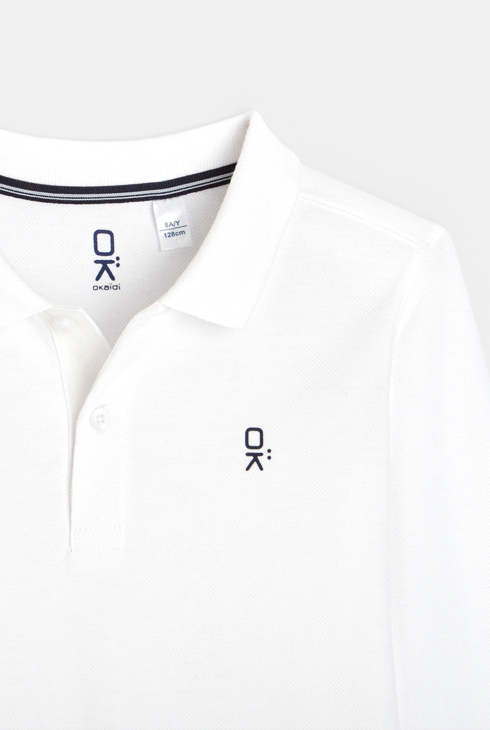 Polo de manga larga blanco niño 2