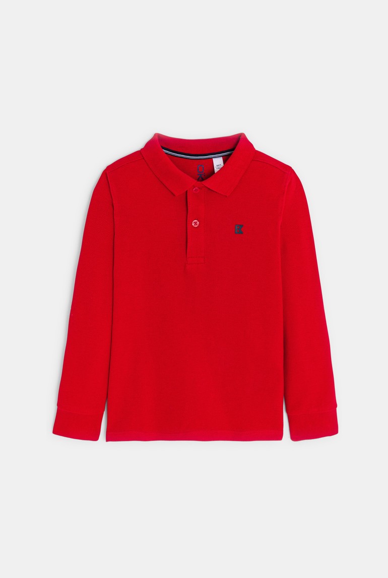 Polo manches longues rouge garçon 1