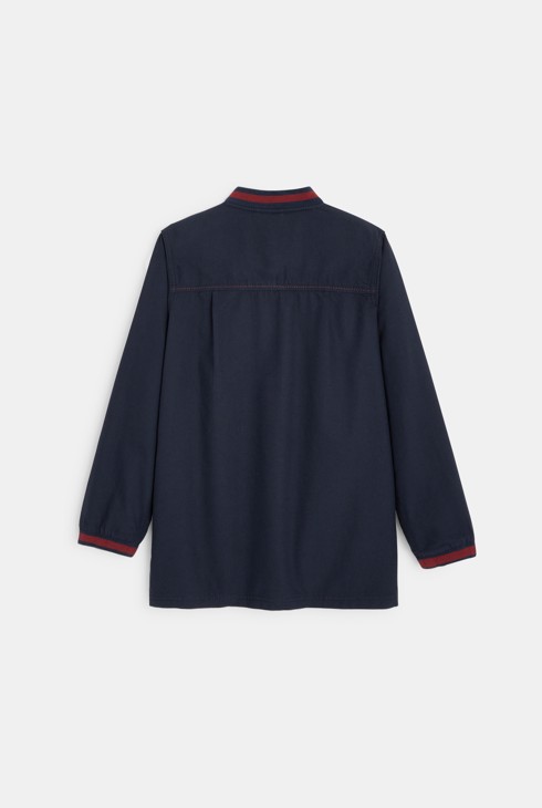 Schulkittel aus Leinwandstoff mit Reißverschluss Blau Jungen 2