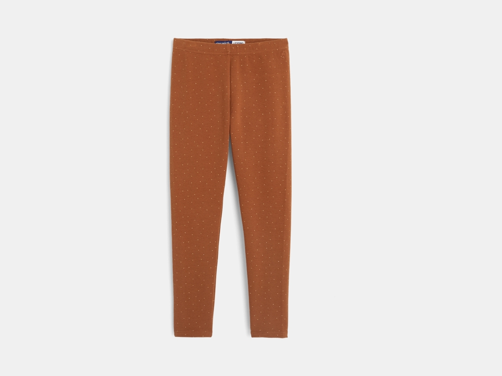 Leggings chauds en coton biologique marron fille 1