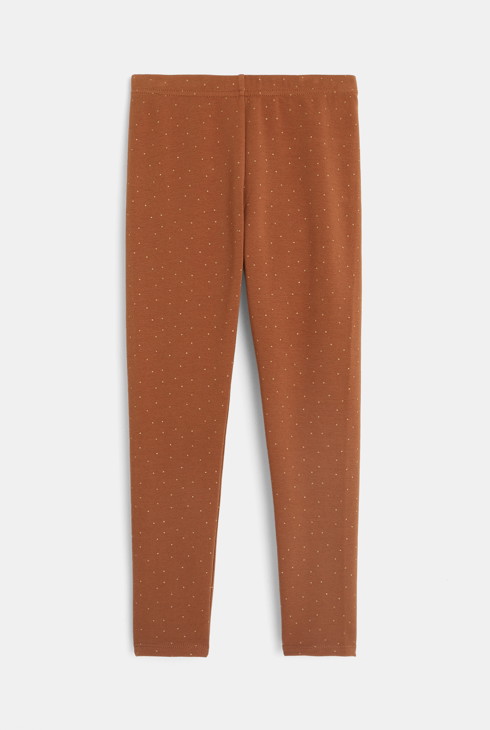 Leggings chauds en coton biologique marron fille 2