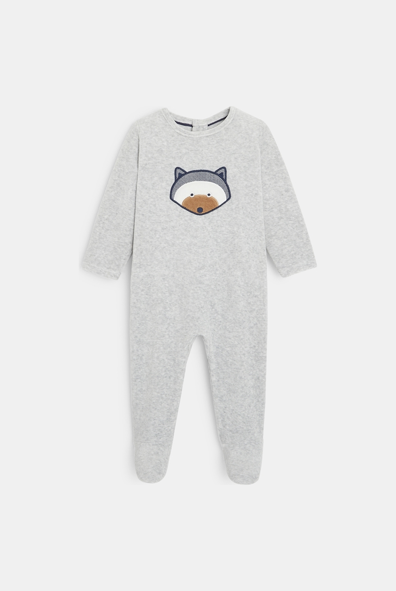 Pijama de terciopelo jaspeado gris bebé niño 1