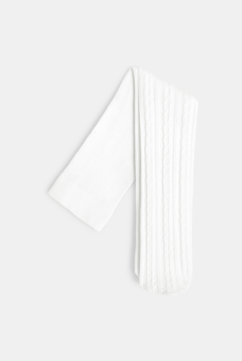Collants chauds à torsades blanc bébé fille 1