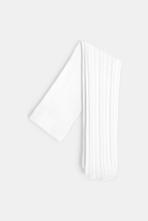 Warme Strumpfhose mit Zopfmuster Weiß Baby Mädchen 1