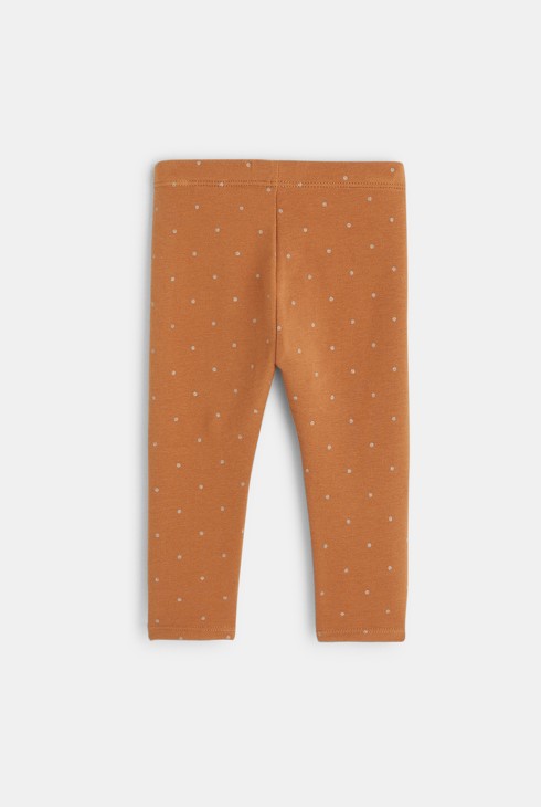 Legging molleton bio imprimé pois marron bébé fille 2