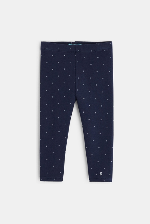 Legging molleton bio imprimé pois bleu bébé fille 1