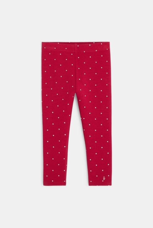 Legging molleton bio imprimé pois rose bébé fille 1