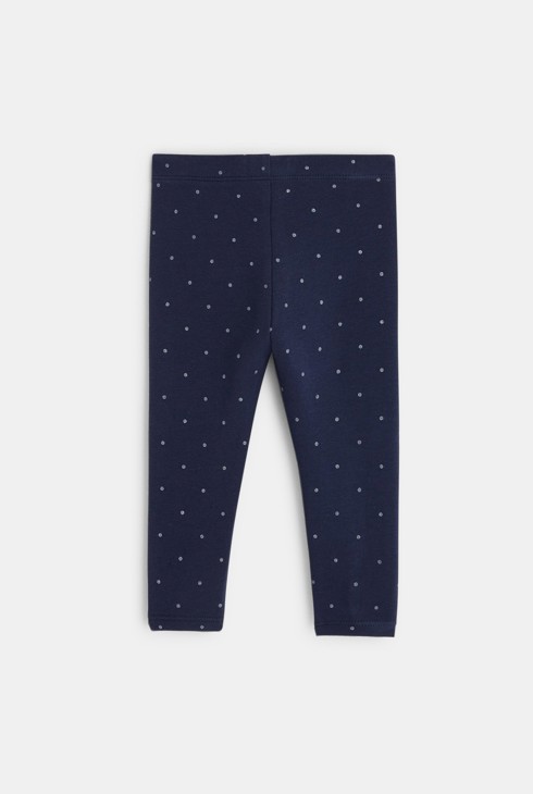 Leggings aus Bio-Molton mit Punktmuster Blau Baby Mädchen 2
