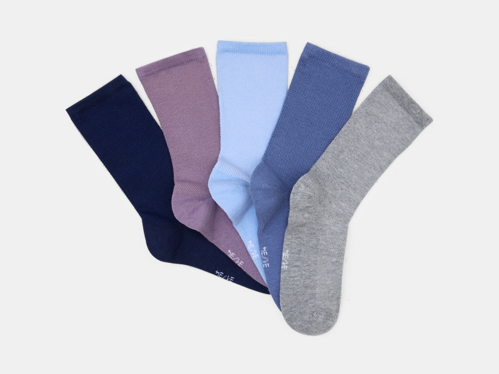 Chaussettes unies (lot de 5) bleu garçon 1
