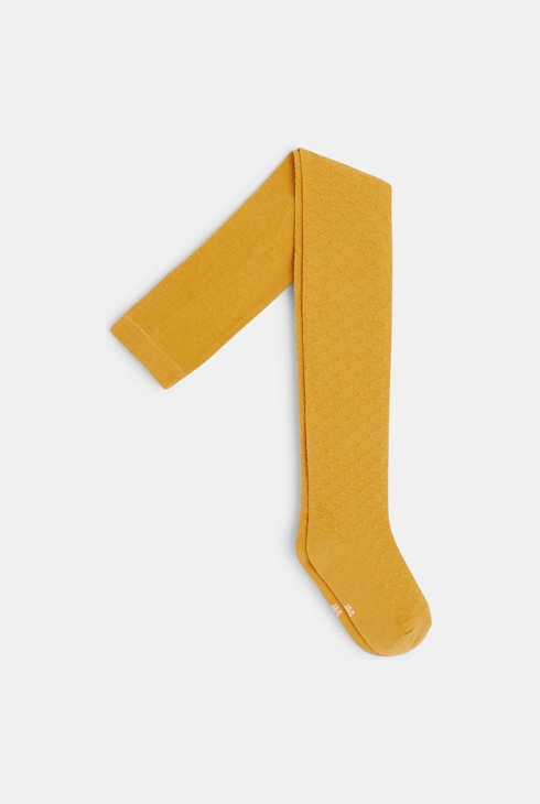 Gemusterte Strickstrumpfhose Gelb Mädchen 1