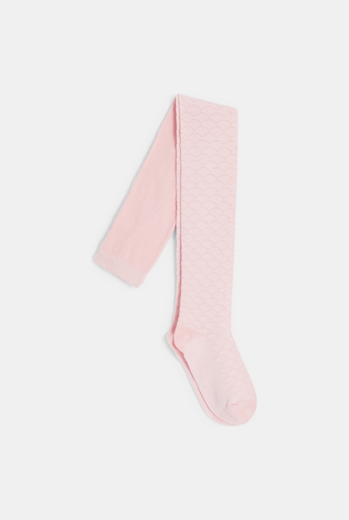Rajstopy z ozdobnej dzianiny różowy dziewczynka 1