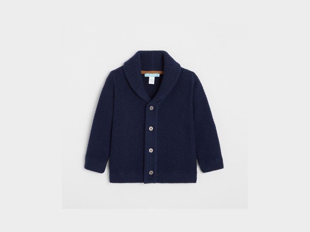 Strickweste aus Bio-Baumwolle mit Knöpfen Blau Baby Jungen 1
