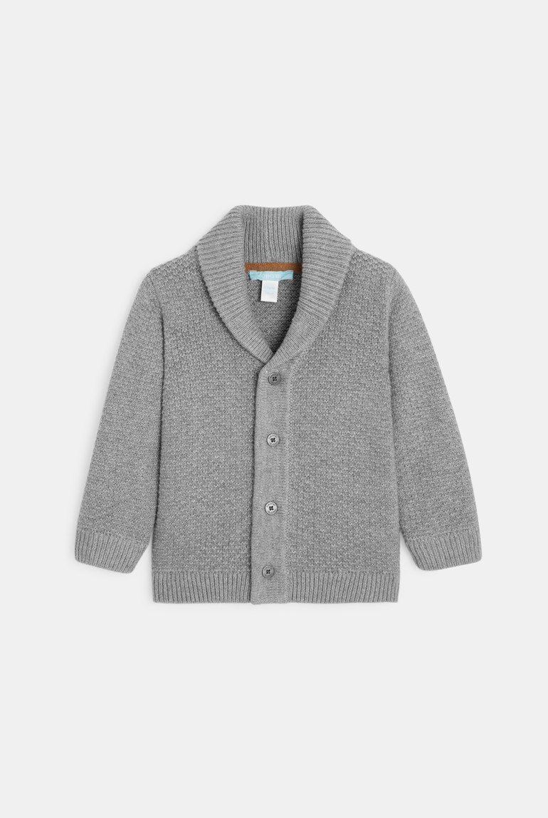 Gilet tricot chiné boutonné gris bébé garçon 1