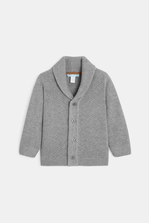 Strickweste aus Bio-Baumwolle mit Knöpfen Grau Baby Jungen 1